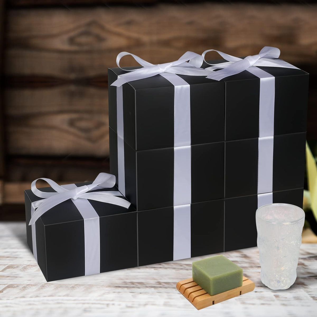 COTOPHER Small Gift Boxes 10 Pack 6x6x4 inches Black Gift Boxes with Lids for Gifts, Crafting