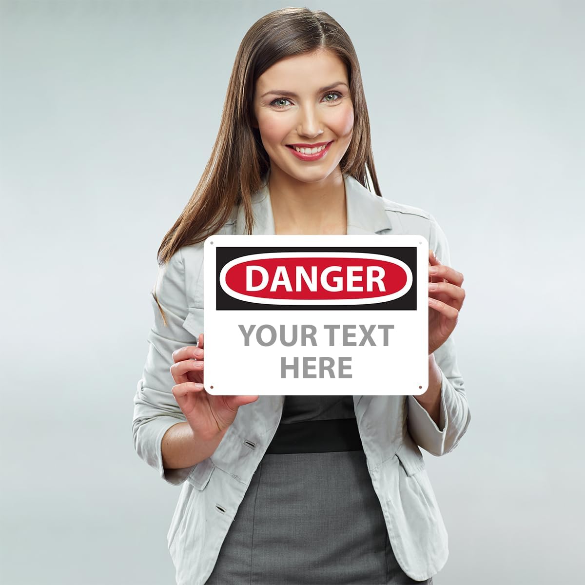 Custom OSHA Style Danger Sign 10" x 14" Plastic Sign, Customizable "Your Text Here", by AccuformNMC