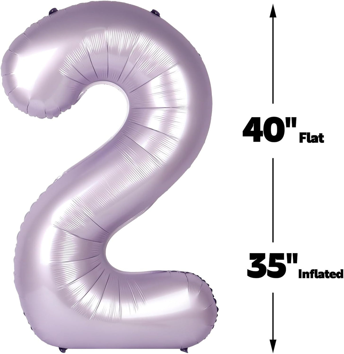 Big 40 Inch Lavender 2 Number Balloon Birthday Decoration, Lilac Number 2 Helium Balloons 12 20 22