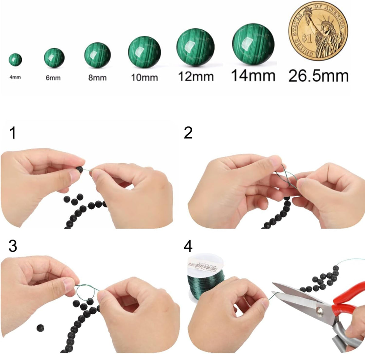Black Turquoise Stone Beads Gemstone Round Crystal Energy Jade Beads Stone Beads for Jewelry Making