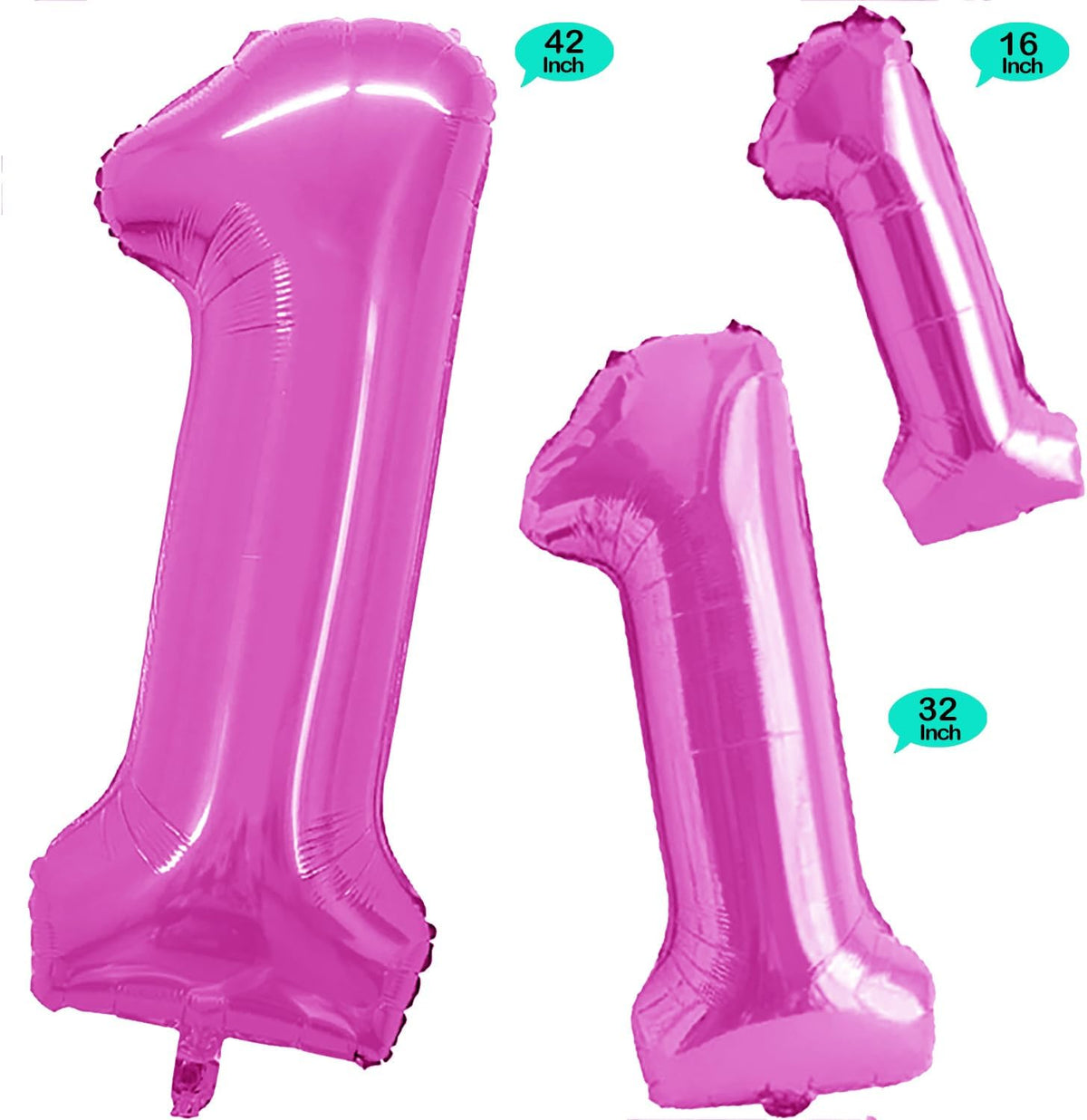GOER Pink Foil Balloons Number 1,Huge Number Balloons for 1st 11st Birthday Party Supplies
