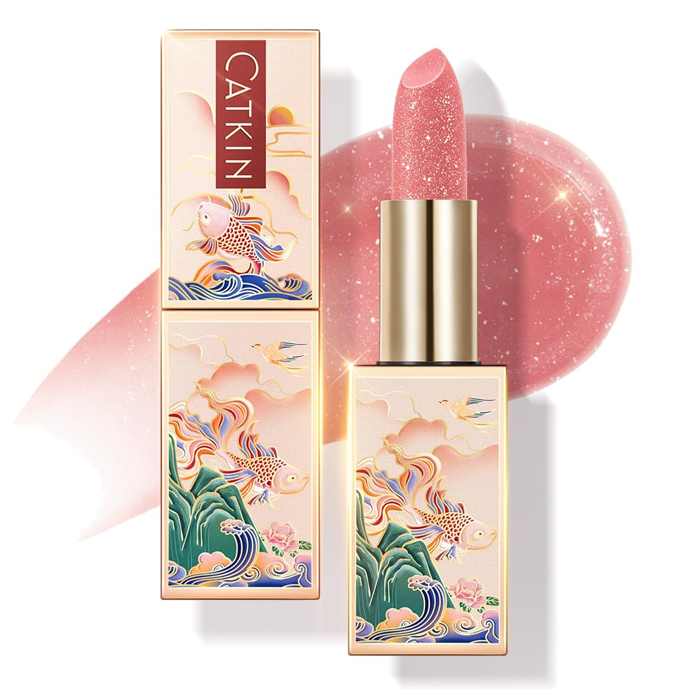 CATKIN Tinted Lip Balm Glitter Lip Stain Ultra Hydrating Lip Moistrurizer Chapstick with Vitamin E