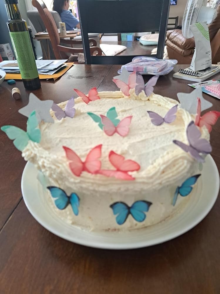 48Pcs Edible Butterflies Cake Toppers 2" Wafer Paper Butterfly for Cake Cupcake Decorations
