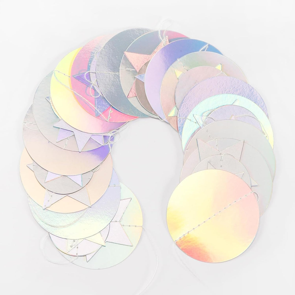 Iridescent Disco-Holographic Birthday Party-Decorations Garland - 52Ft Star Neon Wedding Hanging