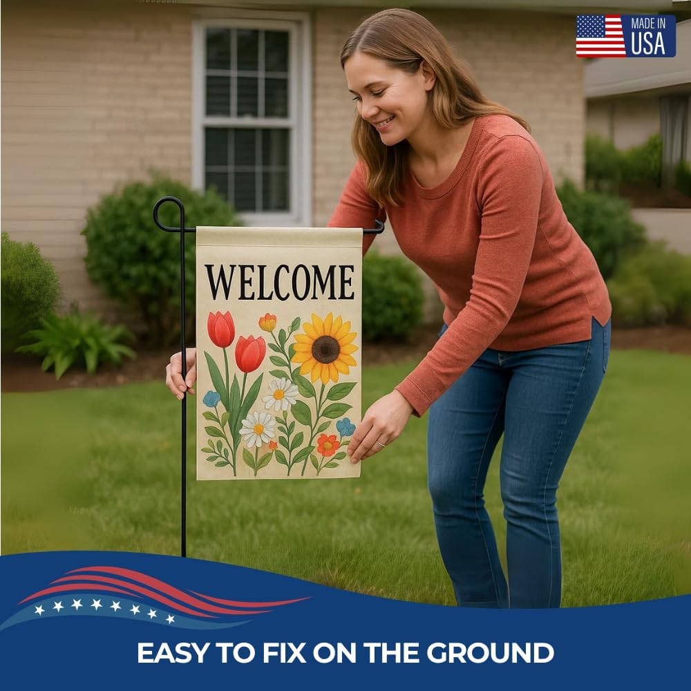 Custom Garden Flag with Pole Stand By DC – Personalized Garden Flags for Outside, Decorative