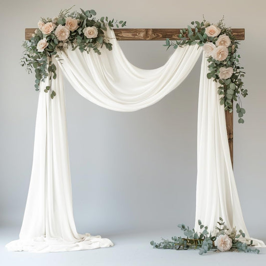 Wedding Arch Draping Fabric 1 Panel 28.7" x 20FT Ivory Sheer Chiffon Backdrop Drapes for Wedding