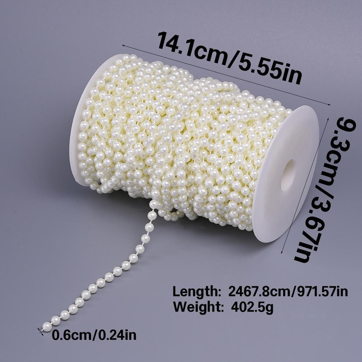 27 Yards/82 Feet Pearl Garland Craft String Pearls, Faux Pearl for Wedding Party Decoration