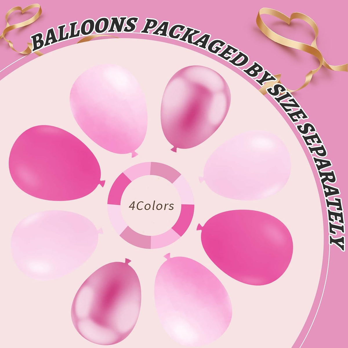 412Pcs Pink Balloon Garland Arch Kit,18 12 10 5 Inch Hot Pink Balloons Metallic Magenta Latex