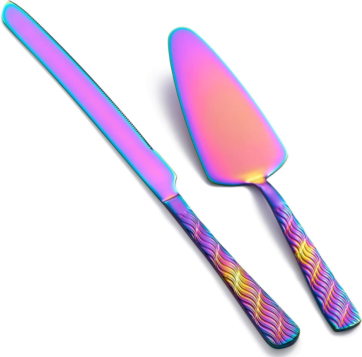Rainbow Cake Cutting Set, Stainless Steel Cake Knife and Server, Cake Pie Cutter Set for Wedding