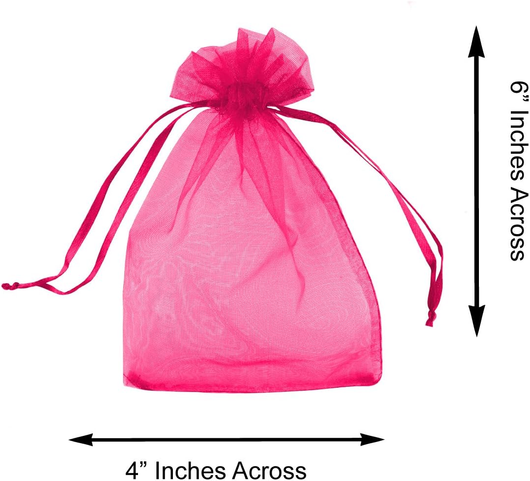 Super Z Outlet 100 Pack 4x6 Inch Mini Sheer Drawstring Organza Transparent Bags Jewelry Sack