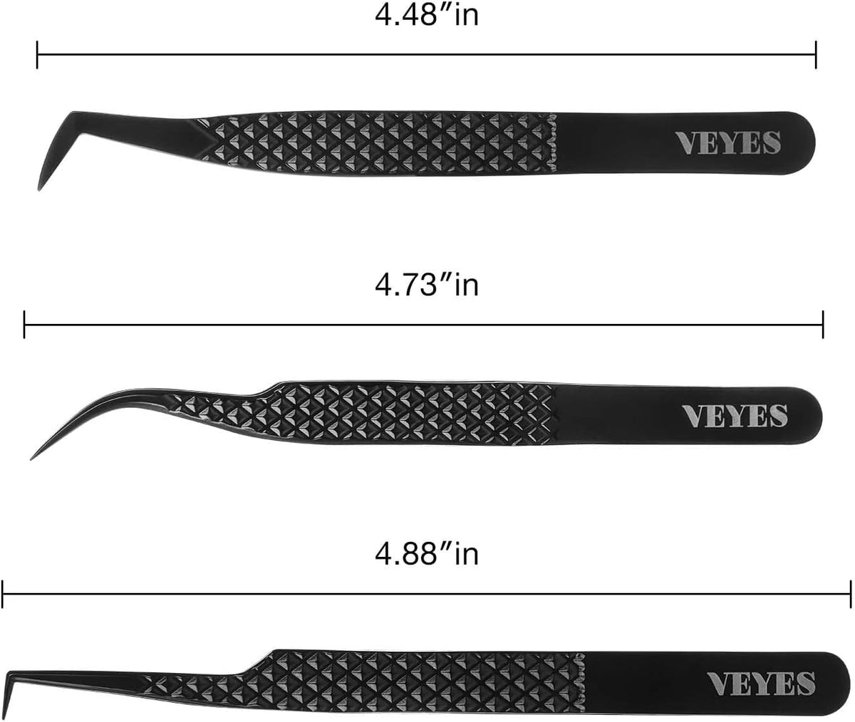 VEYES INC Lash Tweezers for Eyelash Extensions,Fiber Tip Tweezers Kit for Individual Classic and