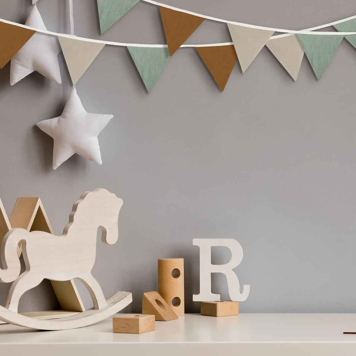 Oudain 15.5 ft Pennant Banner Flags, 2 Pcs Nursery Garland Triangle Bunting Flag Baby Banner for