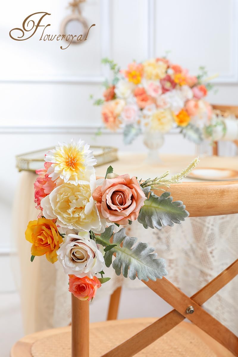 Floweroyal Artificial Flowers Combo Champagne Flowers Mix Silk Flowers Dahlia Roses with Stems for