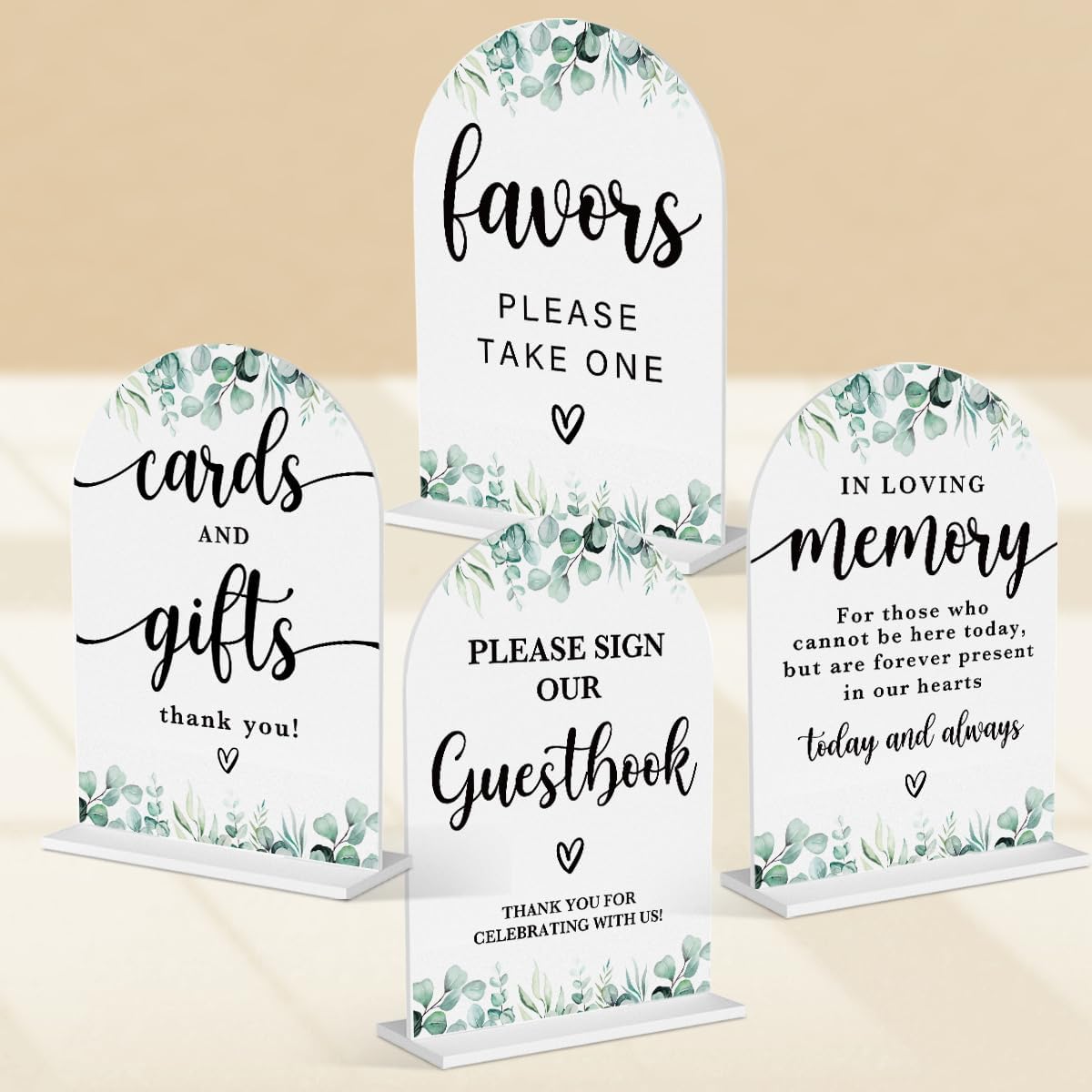 4 Pcs Acrylic Wedding Signs for Reception, Bridal Shower Decorations, Cards and Gifts Signs, Guest