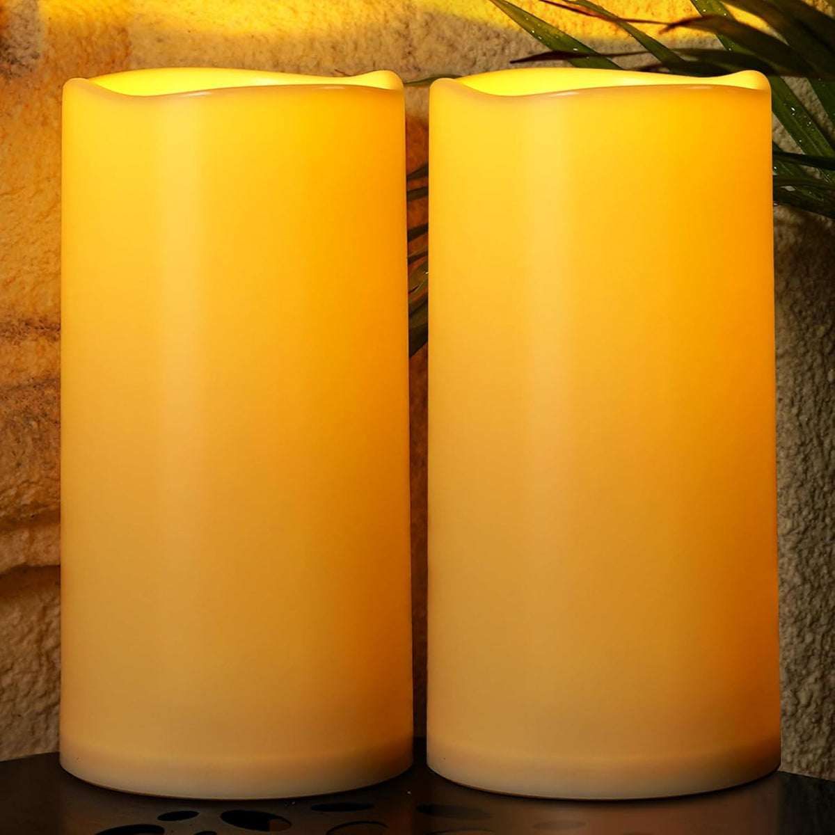 Homemory 6" x 12" Extra Large Outdoor Waterproof Candle with Auto 6-Hour Timer, Ivory Plastic Made