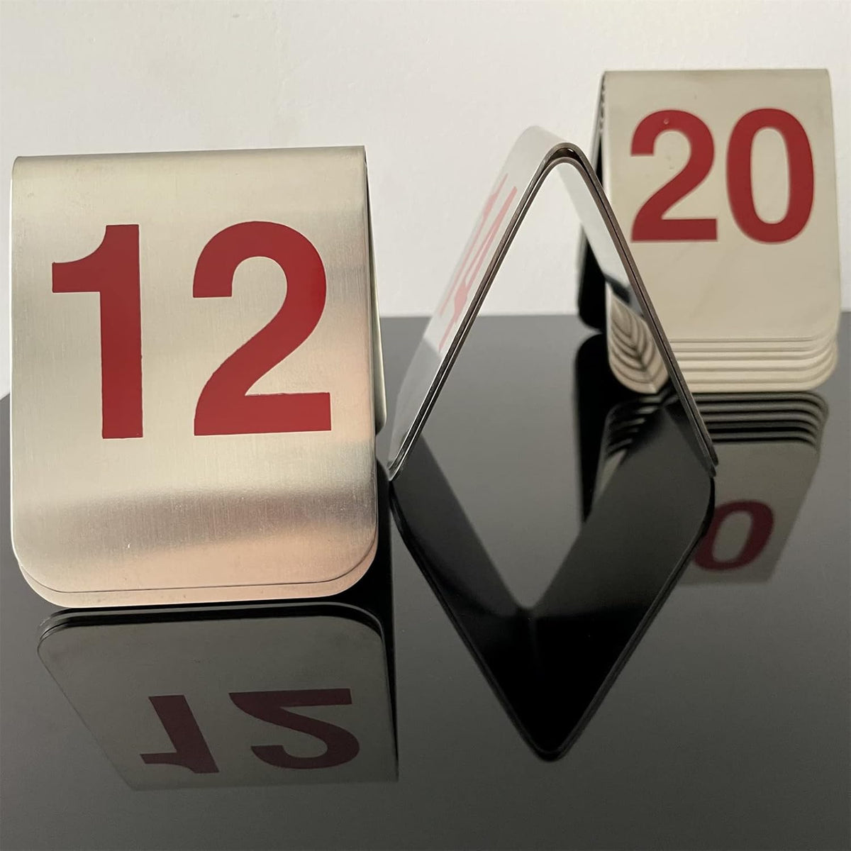 10 Pcs Metal Place Cards Stackable Tent Style Table Numbers，Place Card Holders for Celebration