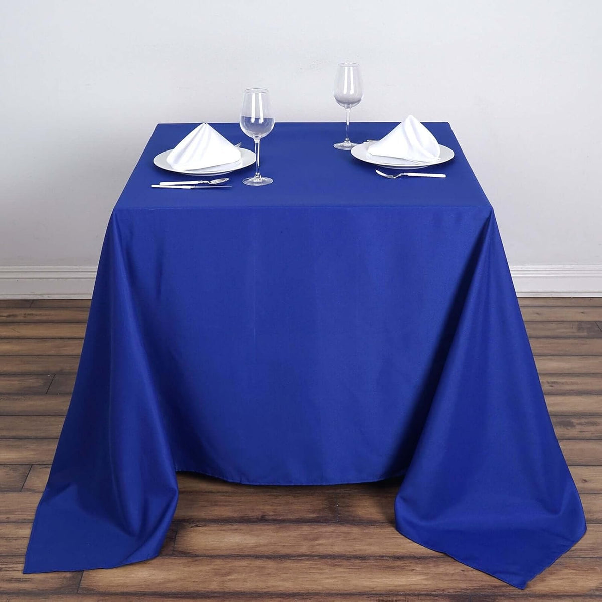 Efavormart 90" Royal Blue Wholesale Linens Polyester Square Linen Tablecloth for Kitchen Dining