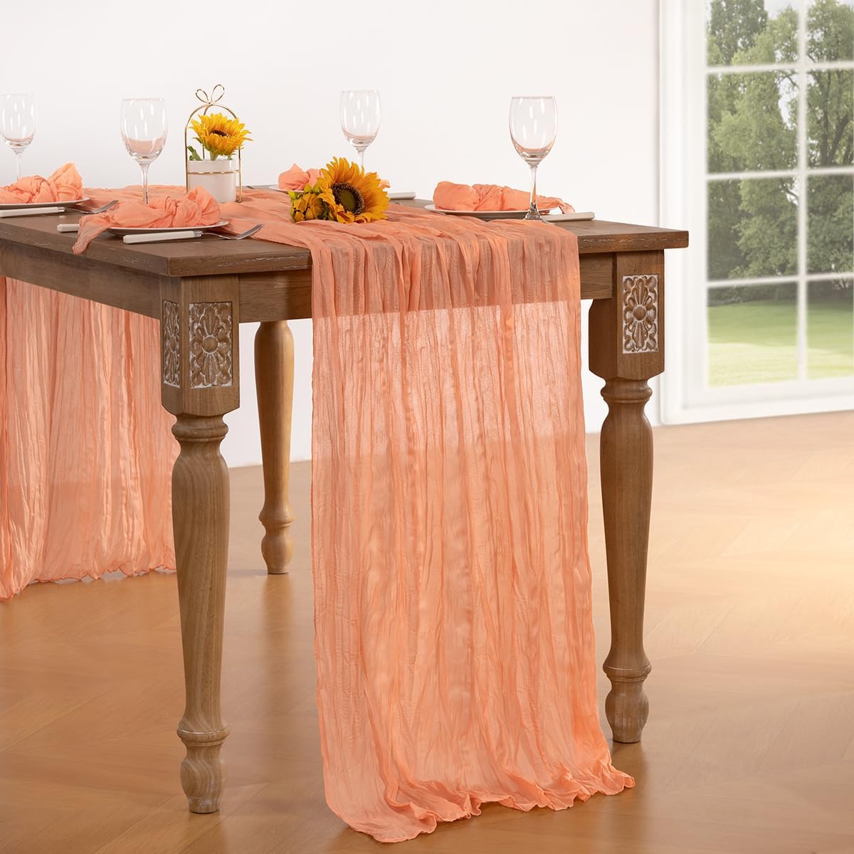 Peach Cheesecloth Table Runner 6 Pack Fall Table Runners Boho Gauze 120 Inches Cheese Cloth Fall