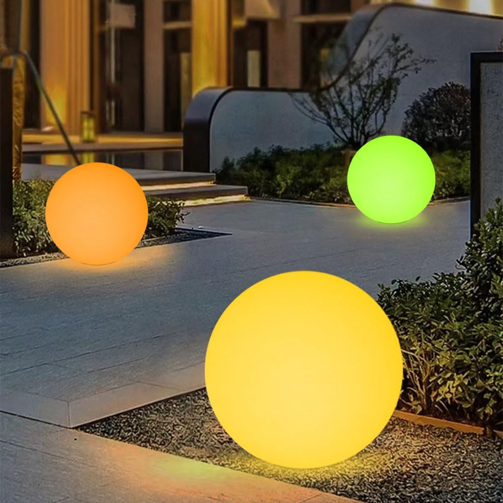20-in LED Glowing Ball Light, Large Rechargeable LED Globe Orb Light w/Remote, Dimmable RGB Color