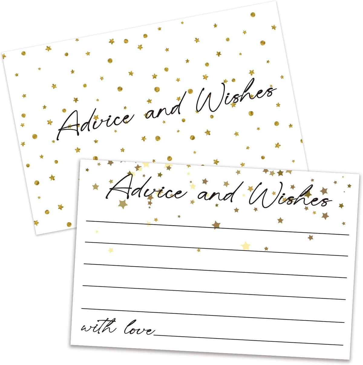 Advice and Wishes Cards, Double-sided Blank Cards with Star Suitable for Wedding Reception, Bridal