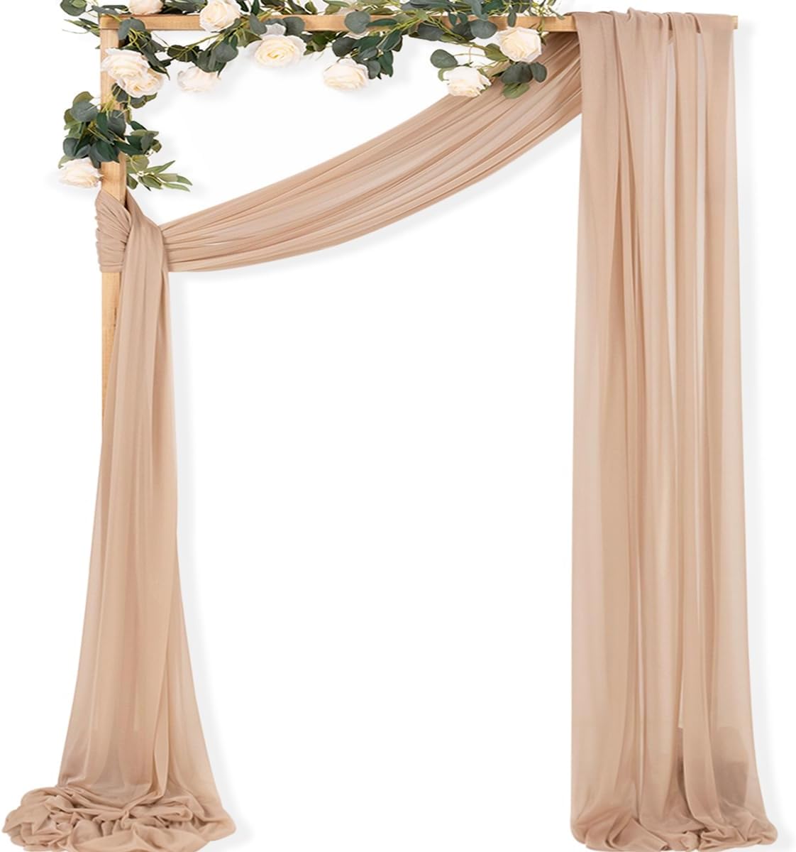 MLMC Nude Wedding Arch Draping Fabric 1 Panel 29" x 20 FT Extra Long Gauze Drapes Sheer Backdrop