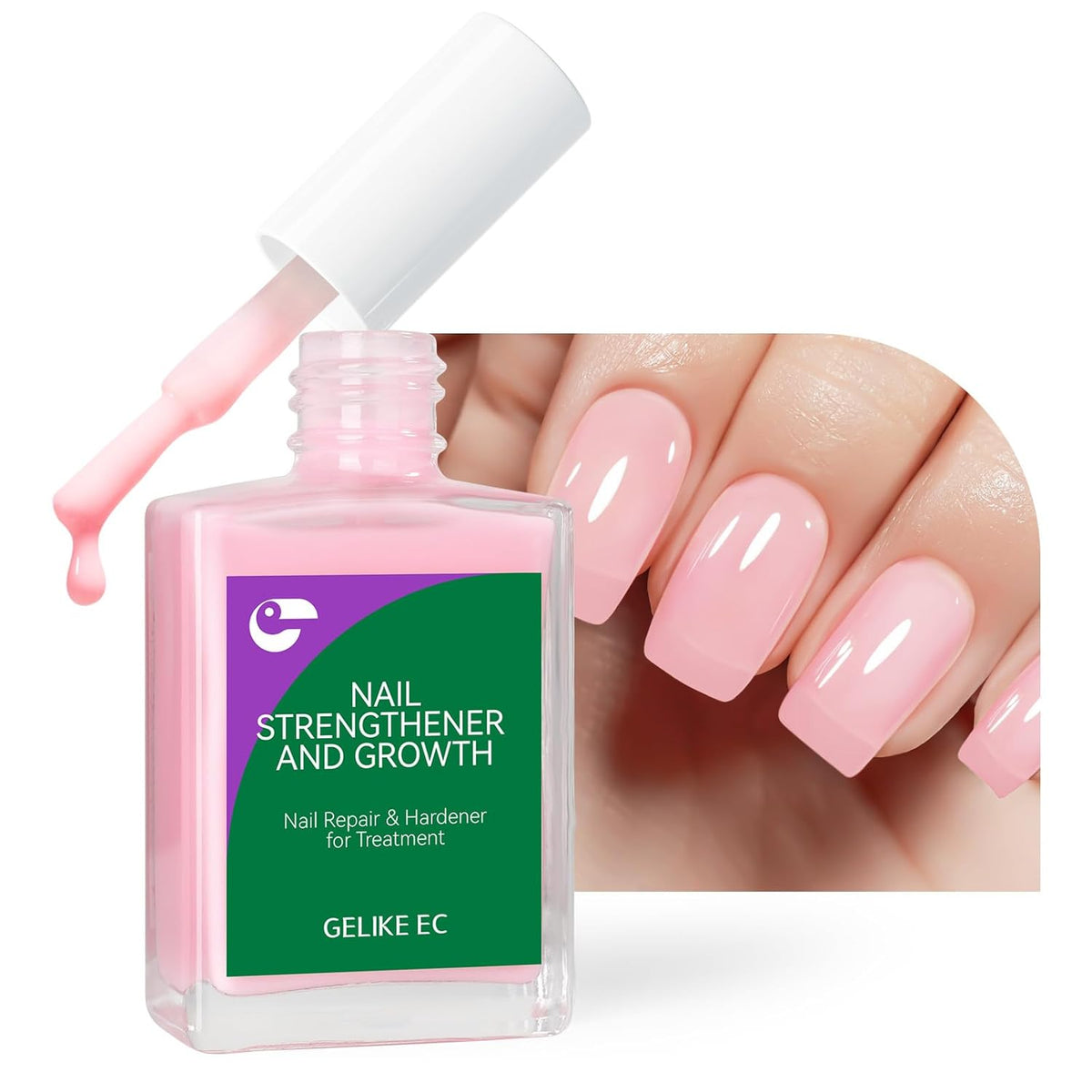 Nail Strengthener Protein for Damaged Nails: Pink 15ml 6 in 1 Natural Nail Hardener Extra Strong