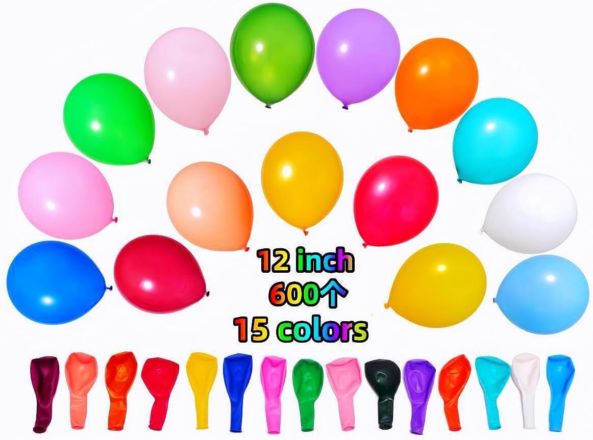 600 Pcs Balloons 15 Kinds Colors 12 inch Latex Rainbow Party Balloon Bulk for Various Party Events