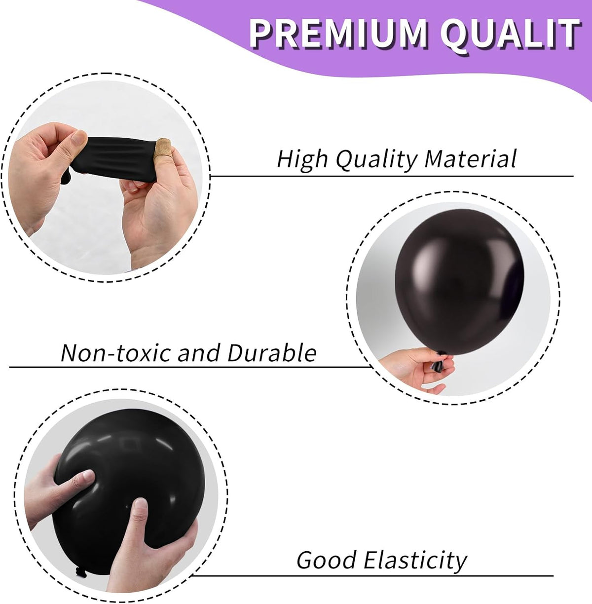 Purple Black Silver Balloons, 50pcs Purple and Black Balloons, Metallic Purple Silver Balloon for