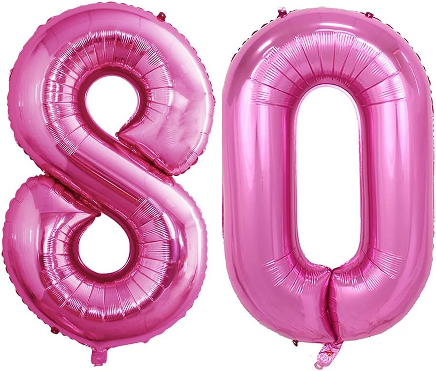 GOER Number 80 Balloons for 80th Birthday Party Decorations,42 Inch Jumbo Foil Helium Balloons for