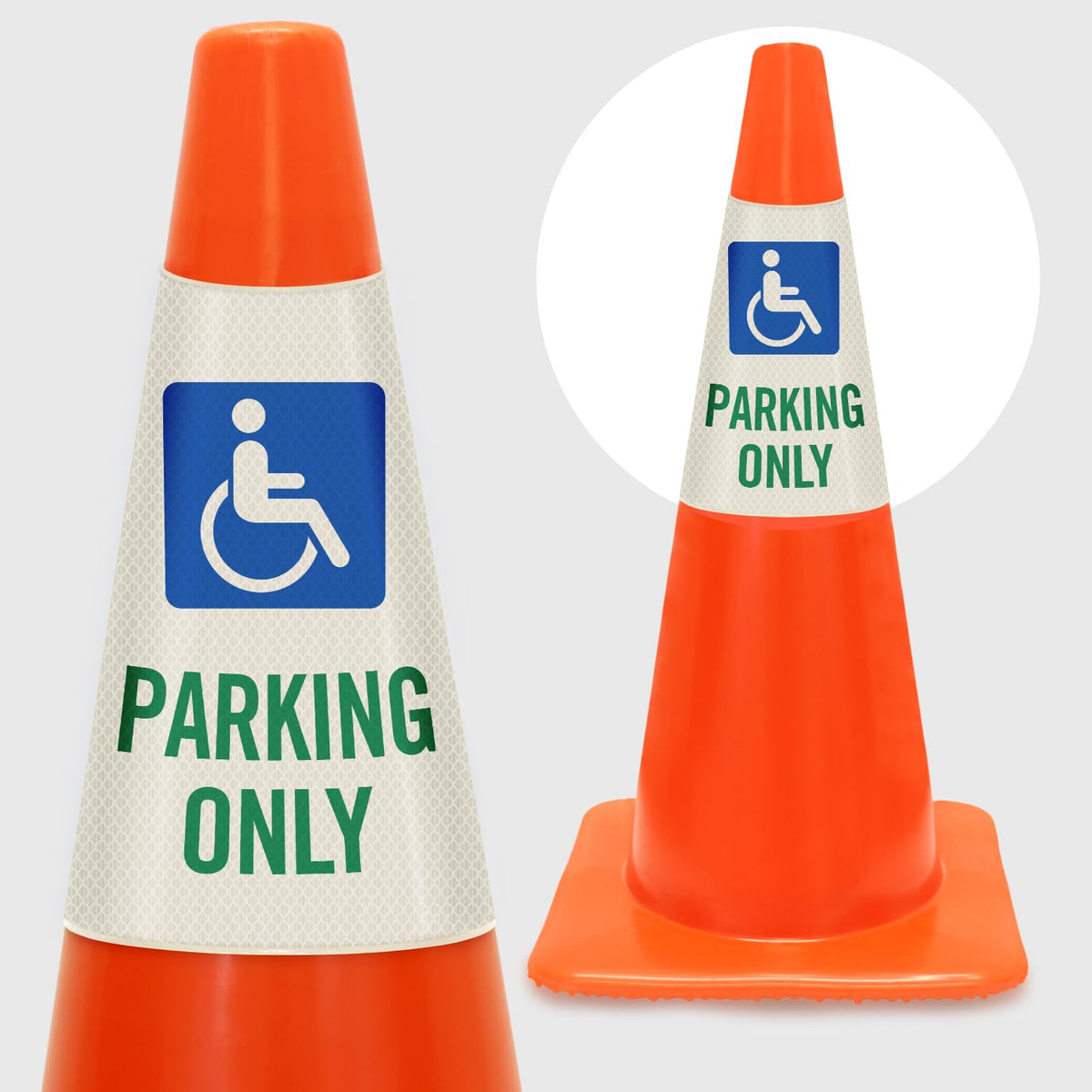 SmartSign 6-Pack "Handicapped Parking Only" Reflective Cone Message Sleeve Collar with Symbol
