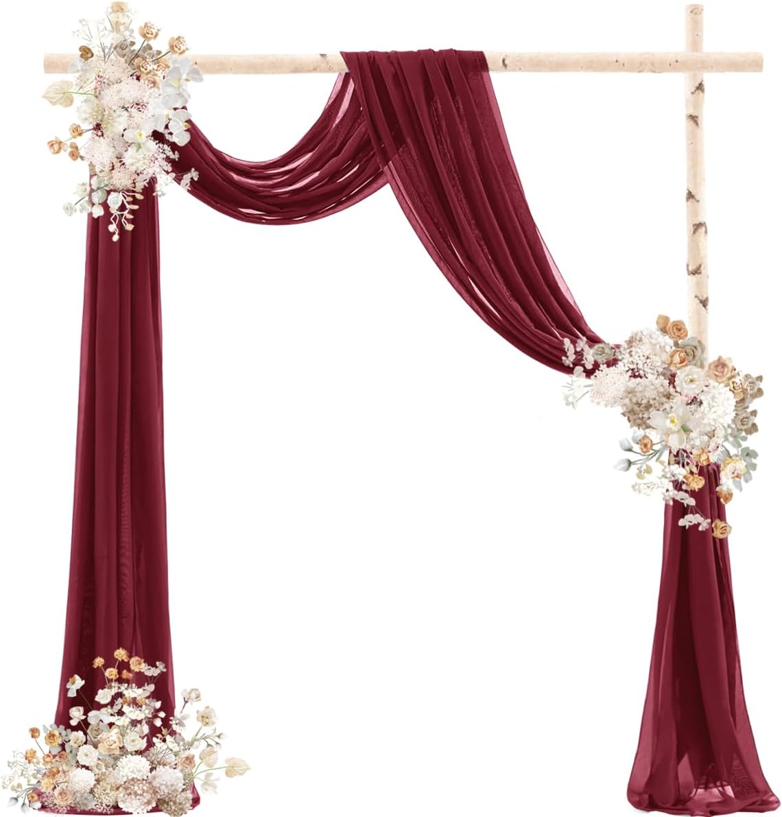 Burgundy Wedding Arch Draping Fabric 2 Panels 29" x 20 FT Red Drapes for Backdrop Sheer Curtains