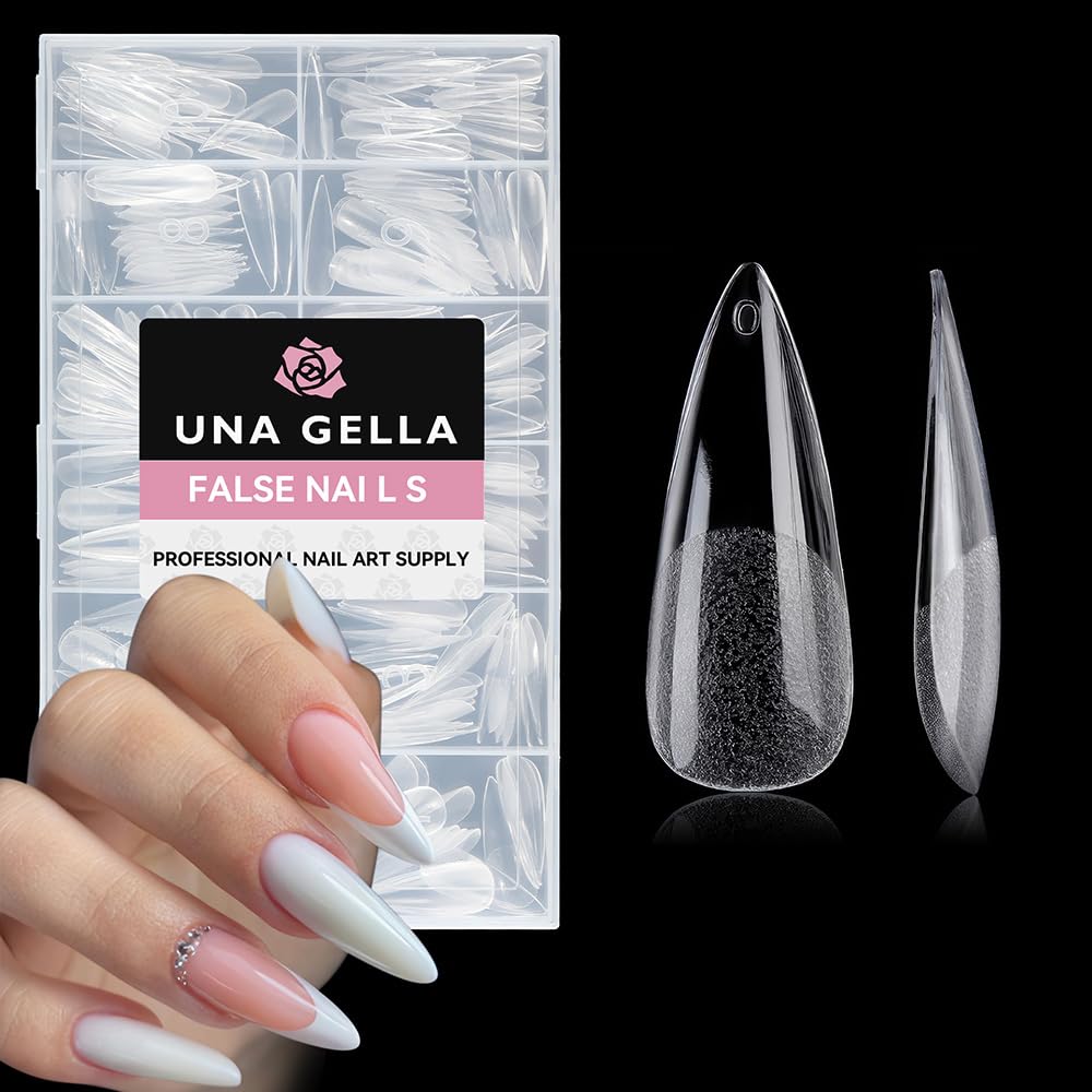 UNA GELLA Stiletto Gel Nail Tips Long: Full Cover 312pcs Half Matte Halloween Stiletto Gel Tips