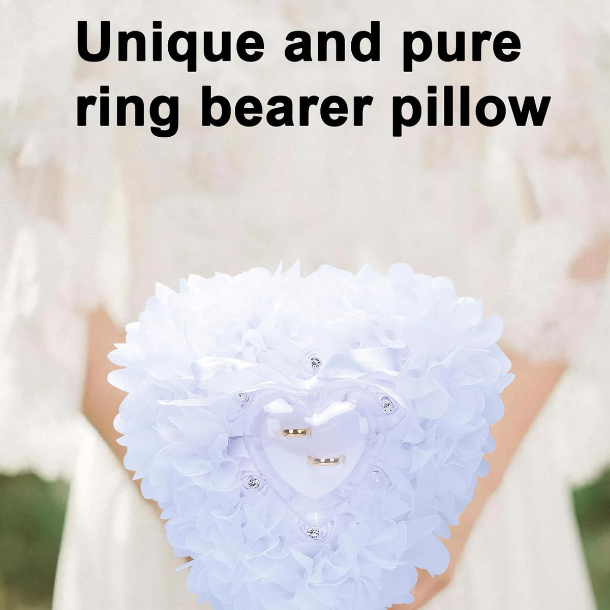 Ring Pillow is Designed with White Roses, Mozambique Diamond and Flowers. It is A Ring Bearer That