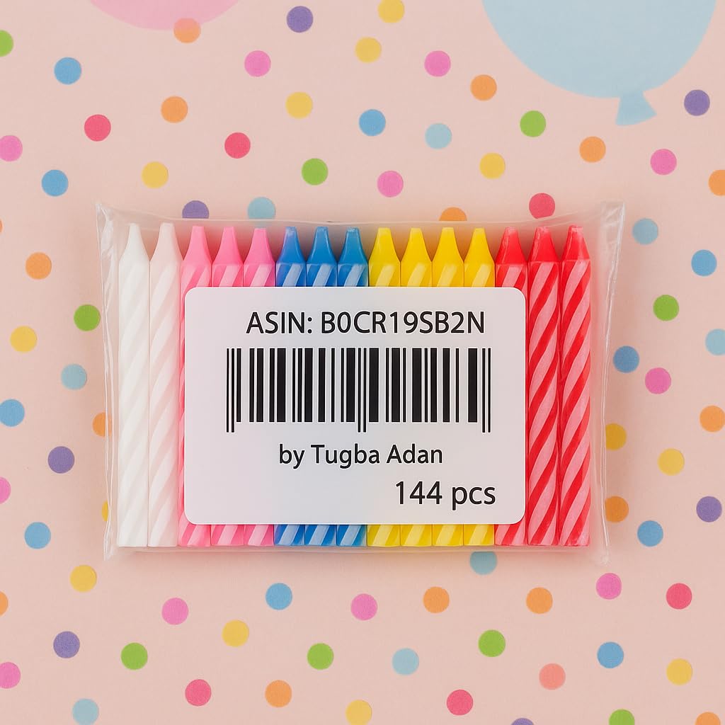 144 Count Birthday Candles Bulk – Birthday Candles for Cake, Mixed Colors Spiral Candles, Unscented