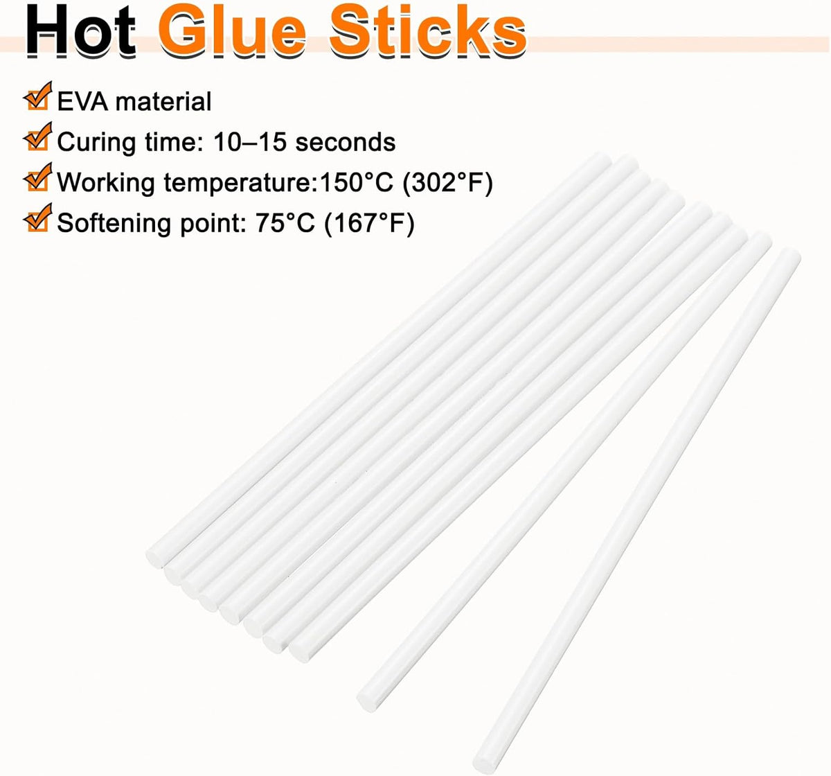 HARFINGTON 10pcs Hot Glue Sticks 0.28" Dia x 9.84" Long EVA Mini Hot Melt Adhesive Glue Stick for