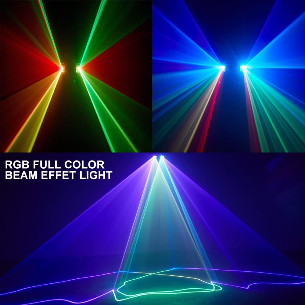 DJ Lights Party Lights, Gruolin RGB Full Color Laser Stage Light Music Sound Activated & DMX
