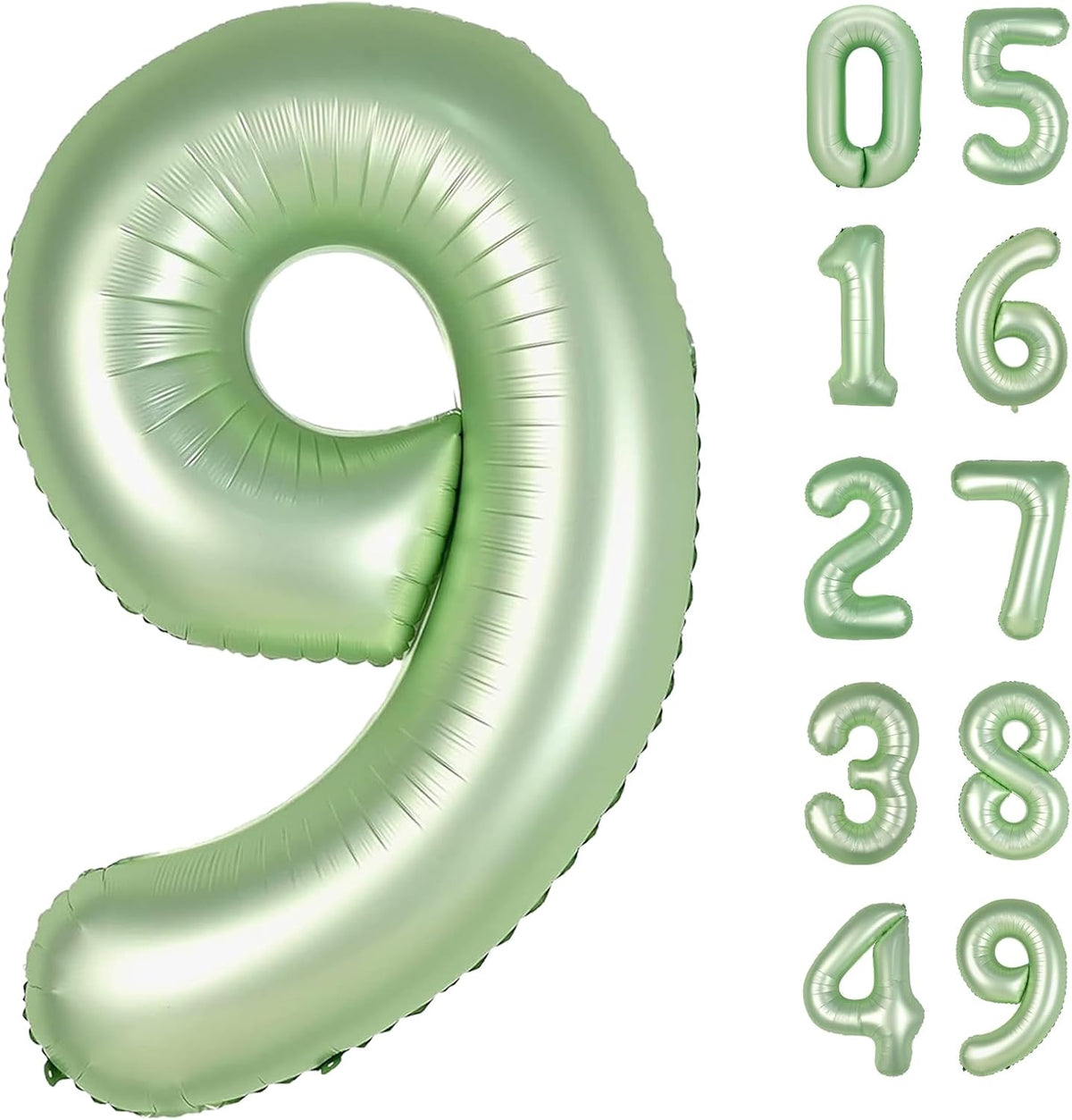 40 Inch Big Sage Green 9 Balloon Number, Jumbo Giant Happy 9th 19 29 39 49 99 Birthday Party