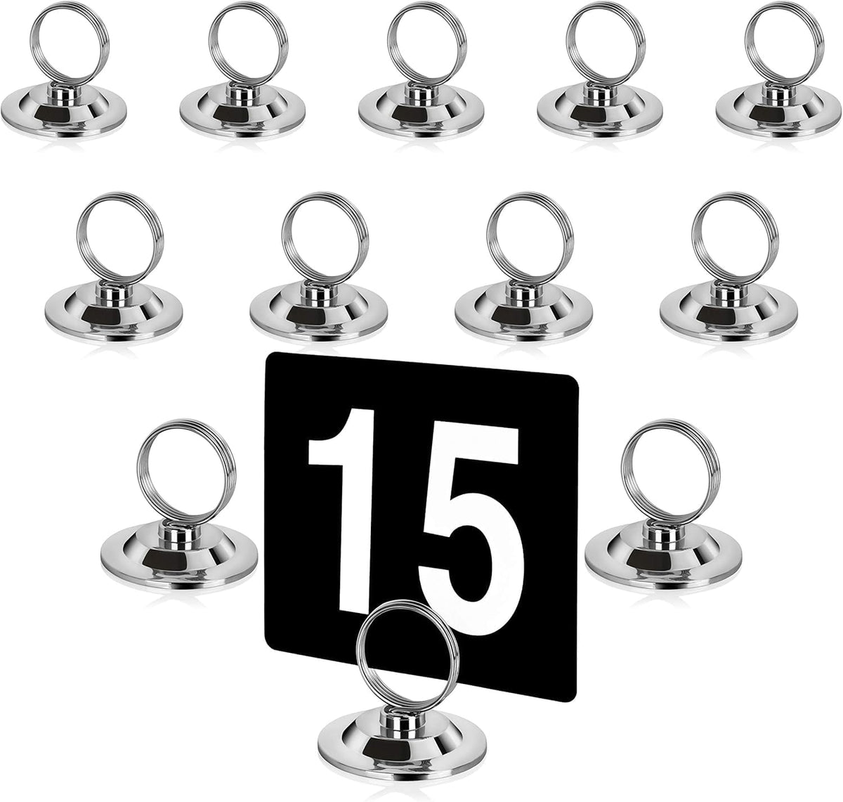 New Star Foodservice 23398 Ring-Clip Table Number Holder/Number Stand/Place Card Holder, Set of 12