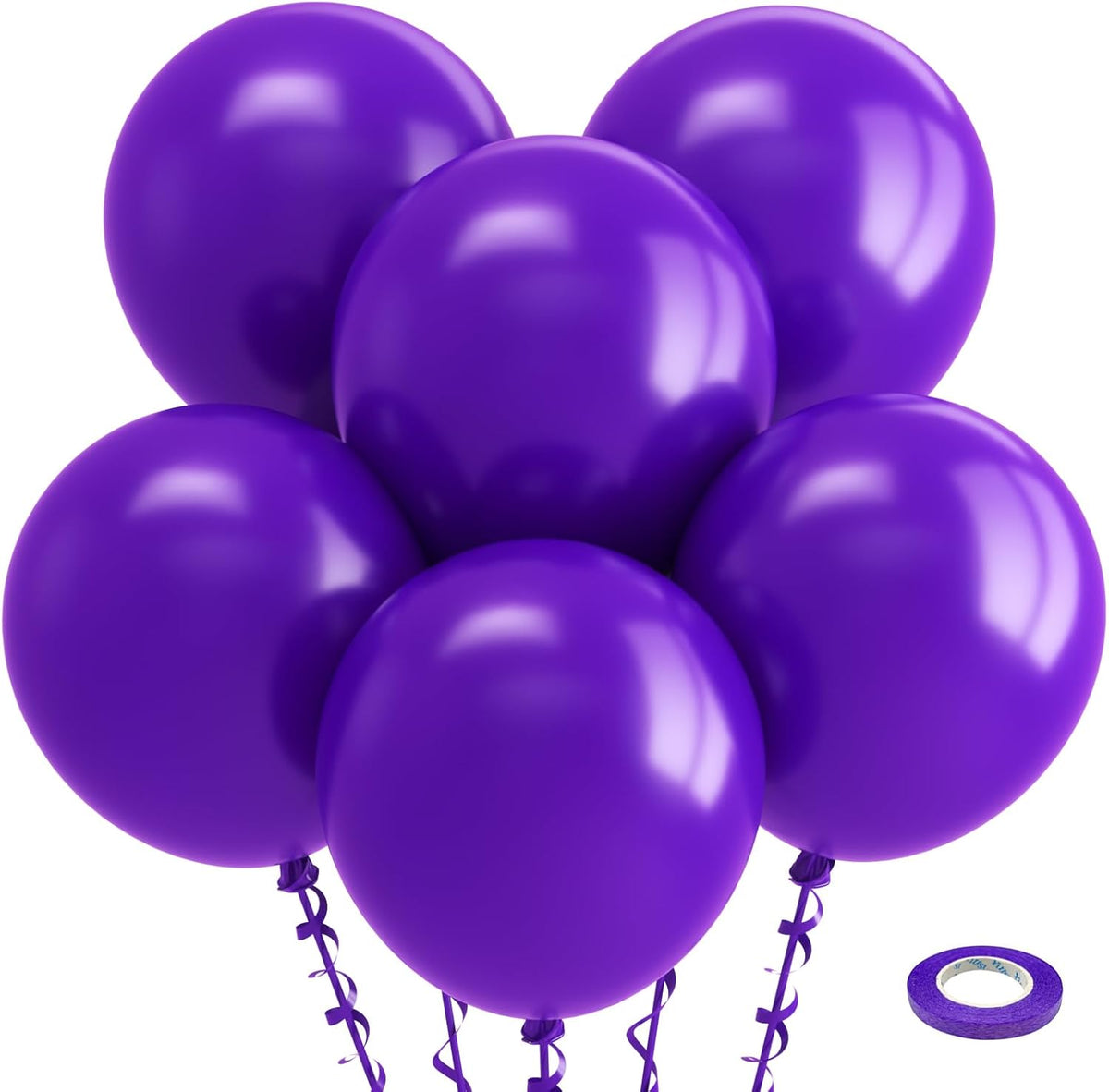 Bezente Dark Purple Latex Party Balloons - 30 Pack Large Thick Purple Balloons Big Round Purple