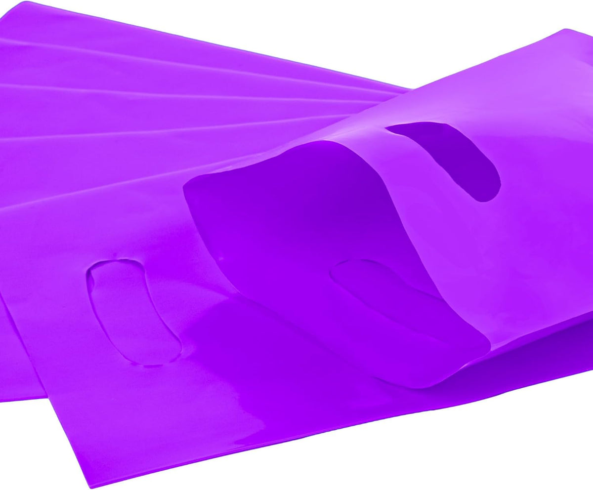 Purple 100 PCS Small Gift Bags, 6"x8" Goodie Party Favor Bags with Handle, Treat Retail Pouches for