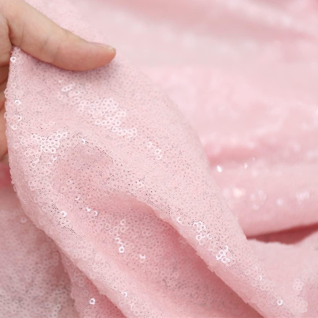 Pink Sequin Backdrop Curtains,2 Panels 2ft x 8ft Sequin Photography Backdrop Curtain for Wedding