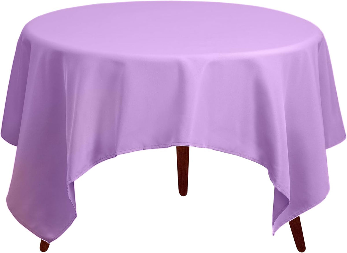 Gee Di Moda Square Tablecloth - 70 x 70 Inch Lavender Table Cloth for Medium Square or Round Tables