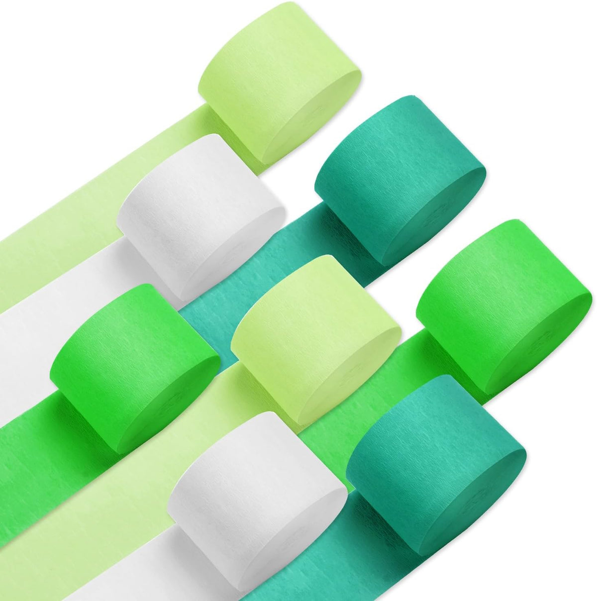8 Pack Green White Crepe Paper Streamers Rolls, 656ft Party Streamers for Birthday Wedding Baby