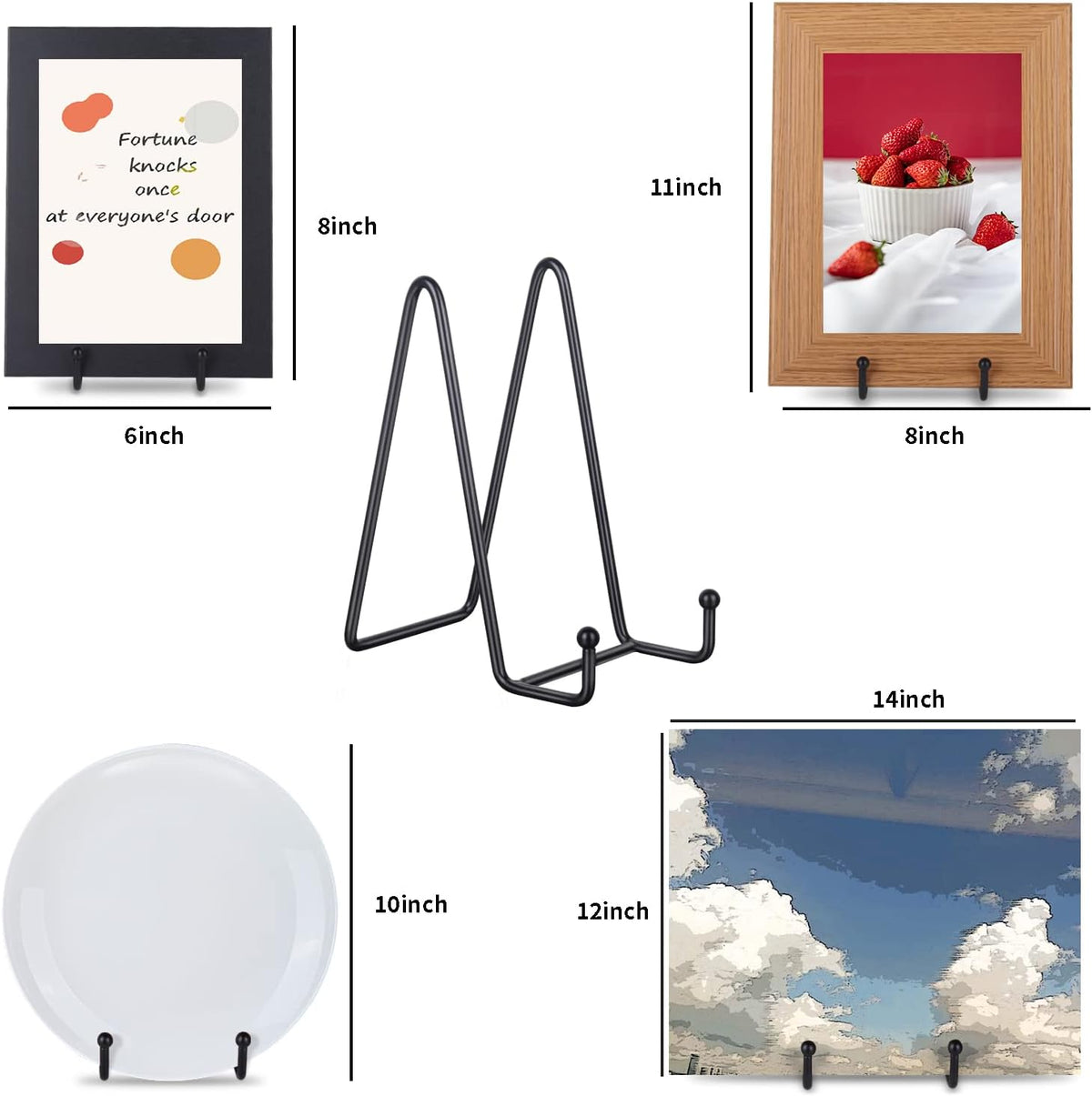 Decolore 3 Pack 6 Inch Black Metal Display Stands Plate Holder Display Stands for Picture