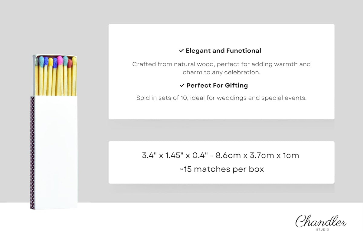 Chandler Studio 10 Boxes - Wooden Matchsticks in a Blank Matchbox with White/Black Matchboxes