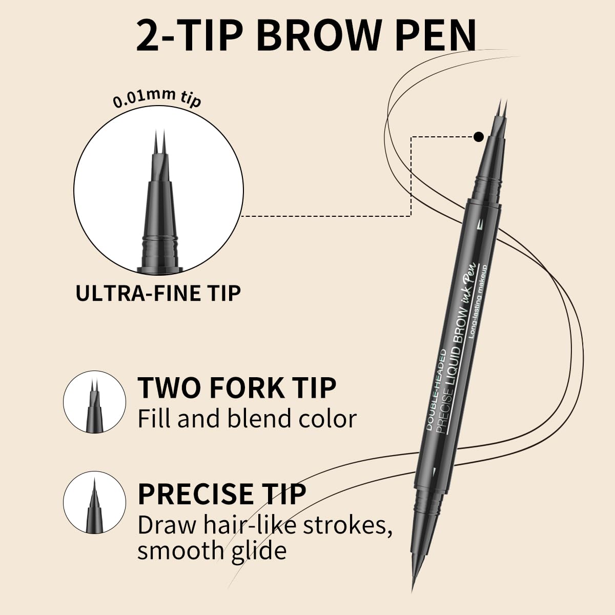 Microblading Eyebrow Pencil,2-in-1 Dual-Ended Eyebrow Pen with 2 Tip brow pen and Precise