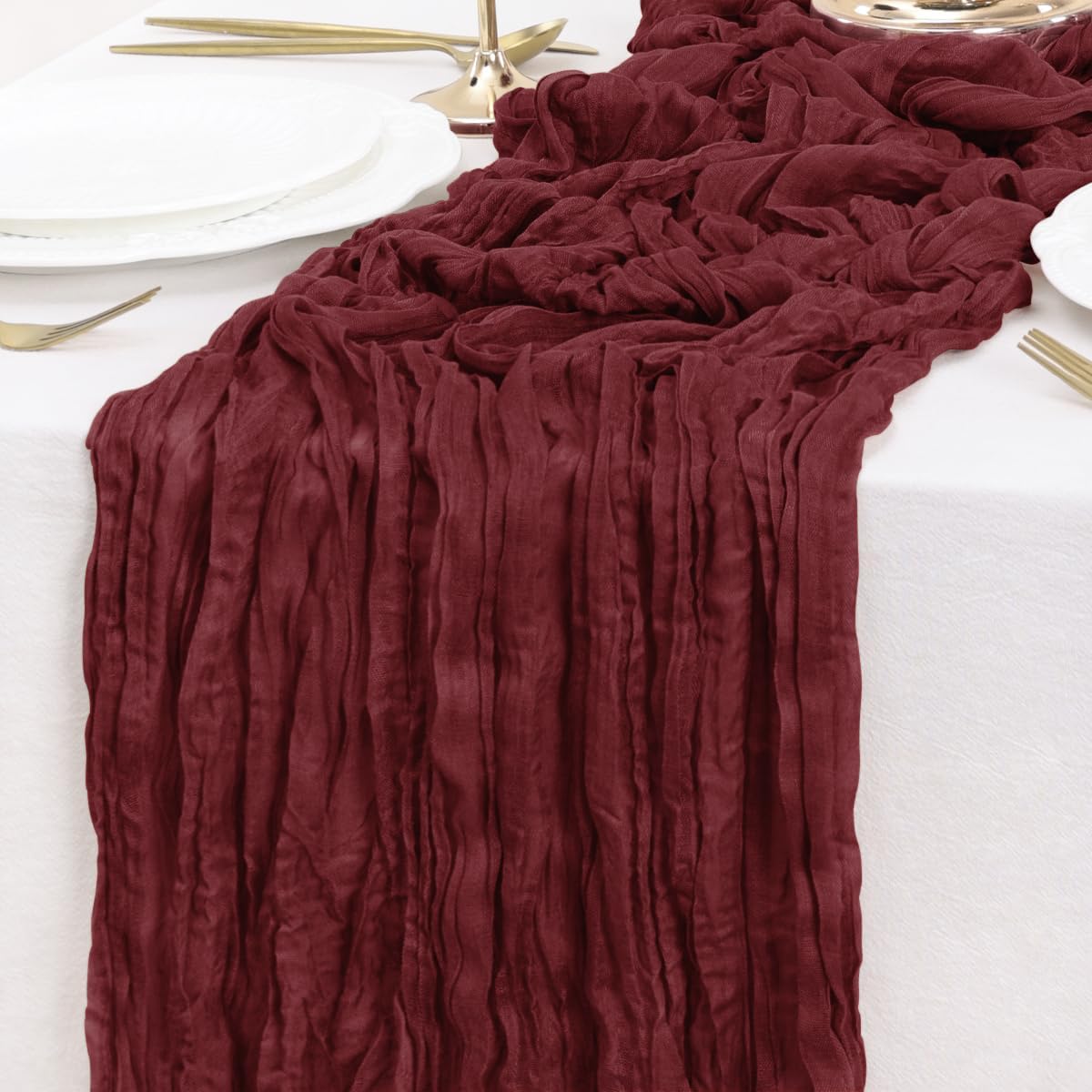 Burgundy Table Runner Cheesecloth Table Runner 10FT Farmhouse Table Runners 120 Inches Fall Table