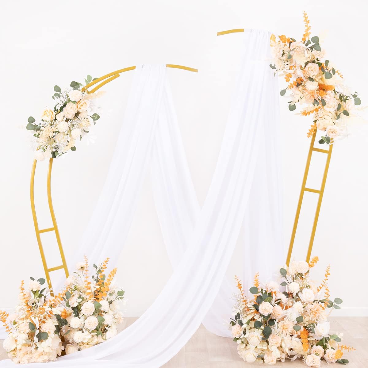 Socomi Wedding Arch Draping Fabric 3 Panels 29" x 19Ft White Sheer Chiffon Curtain Drapes 6 Yards
