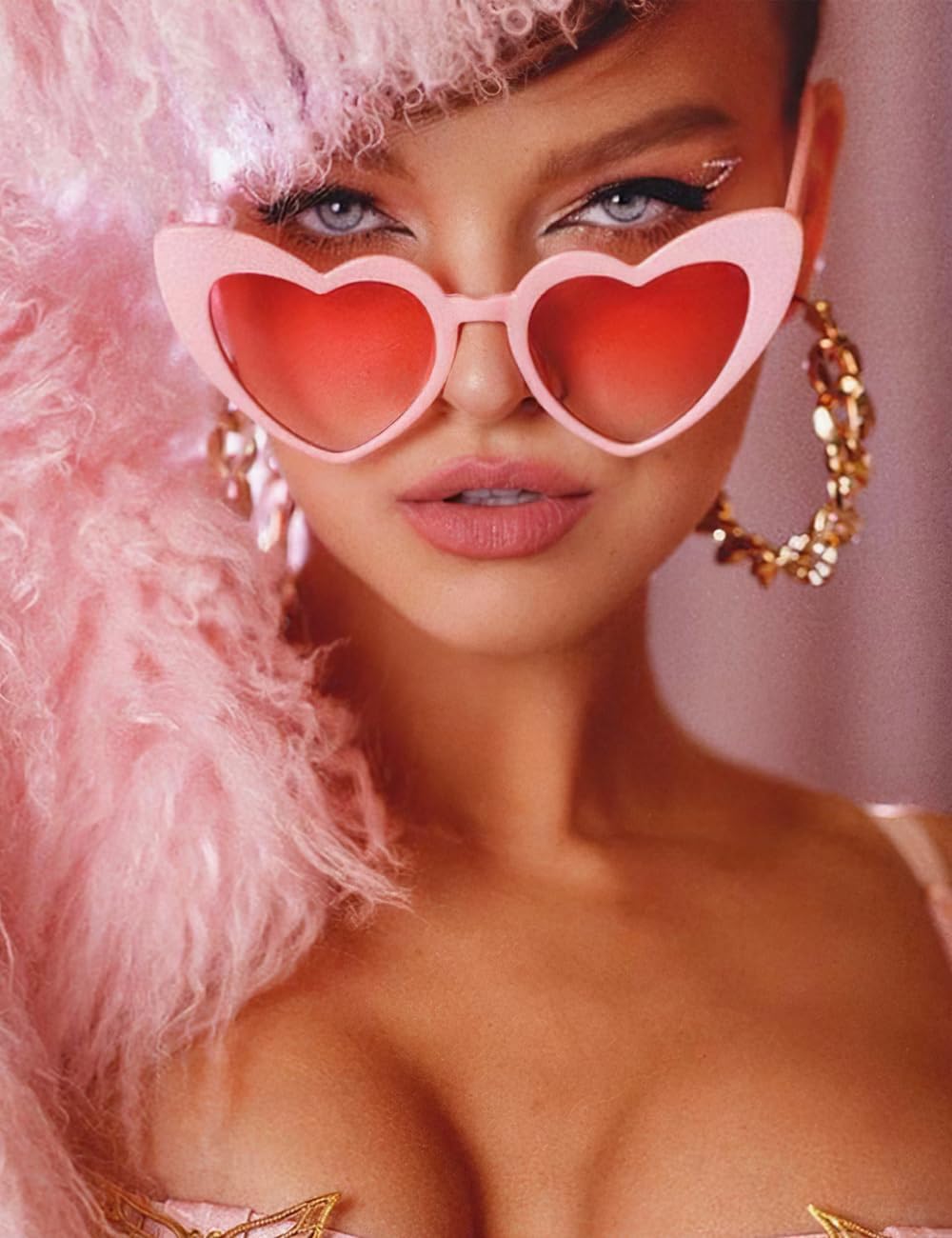 8 Pack Heart Sunglasses Vintage Cat Eye Heart Glasses Retro Bachelorette Bride Sunglasses Bulk for