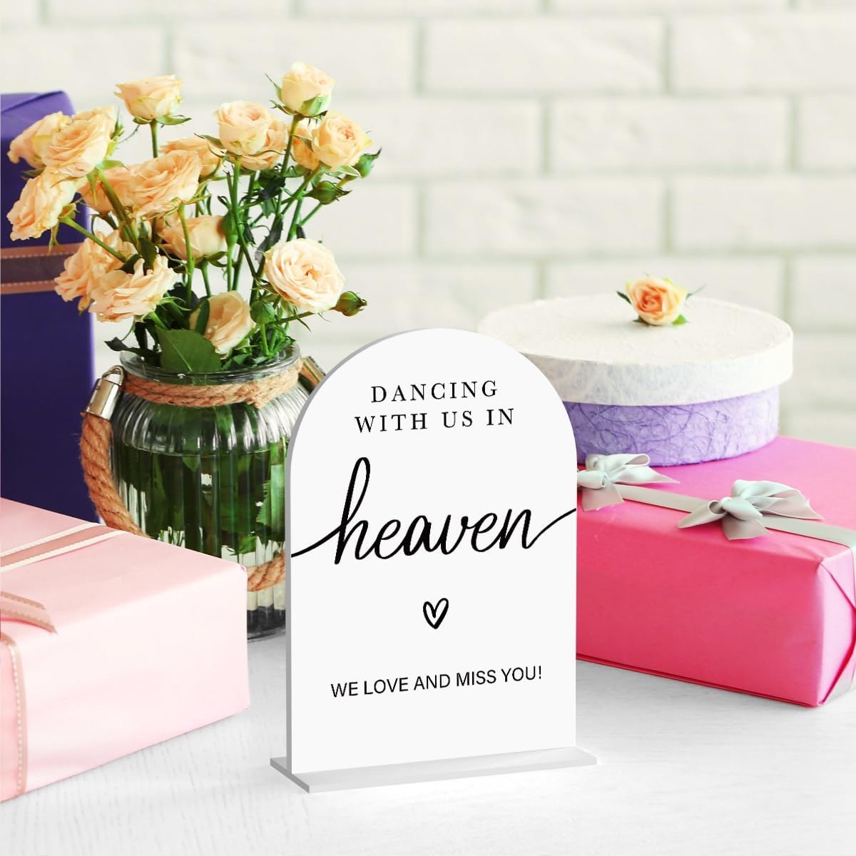 Acrylic Wedding Sign Dancing With Us In Heaven Sign for Wedding Wedding Signs for Ceremony Modern